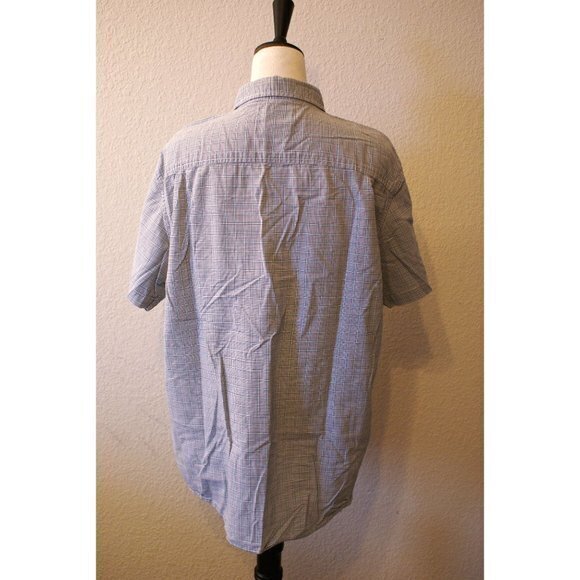 Men's Nautica Large Striped Blue Grey White Short Sleeved Button Down Shirt - Picture 3 of 8
